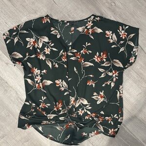 West Kei Dark Green Floral Blouse